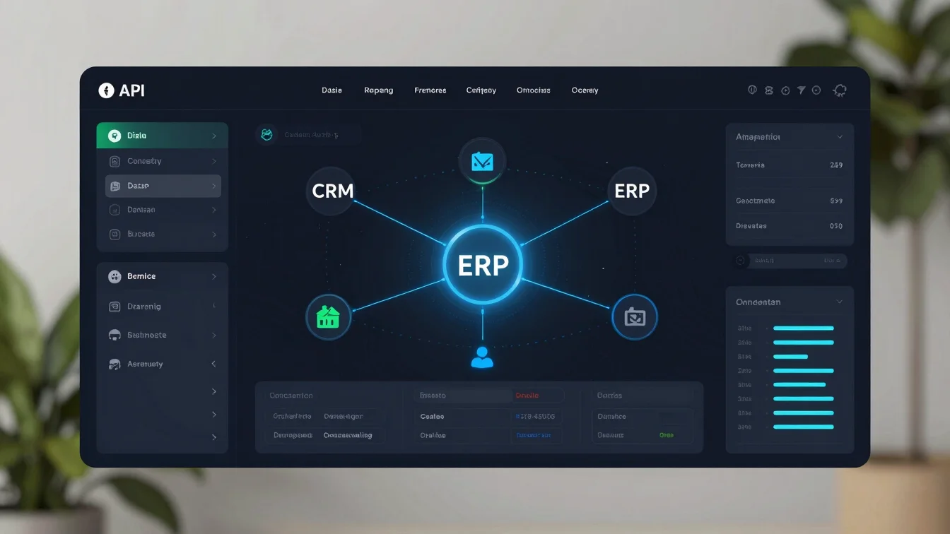 Conceptual screenshot of an API integration dashboard showing dat